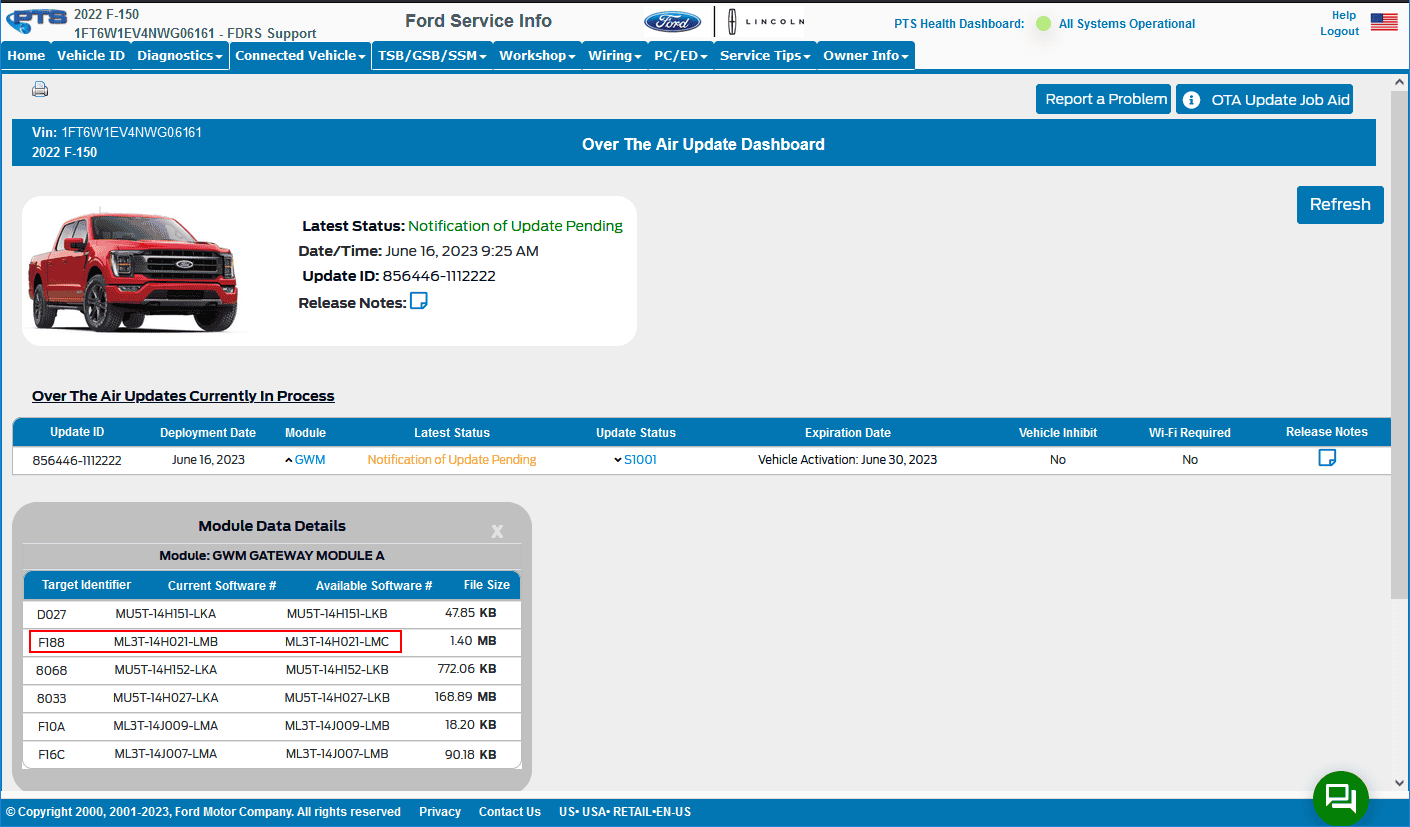 Ford F-150 Lightning Lightning Software Updates using FDRS Lightning_GWM_OTA_2_16-Jun-23