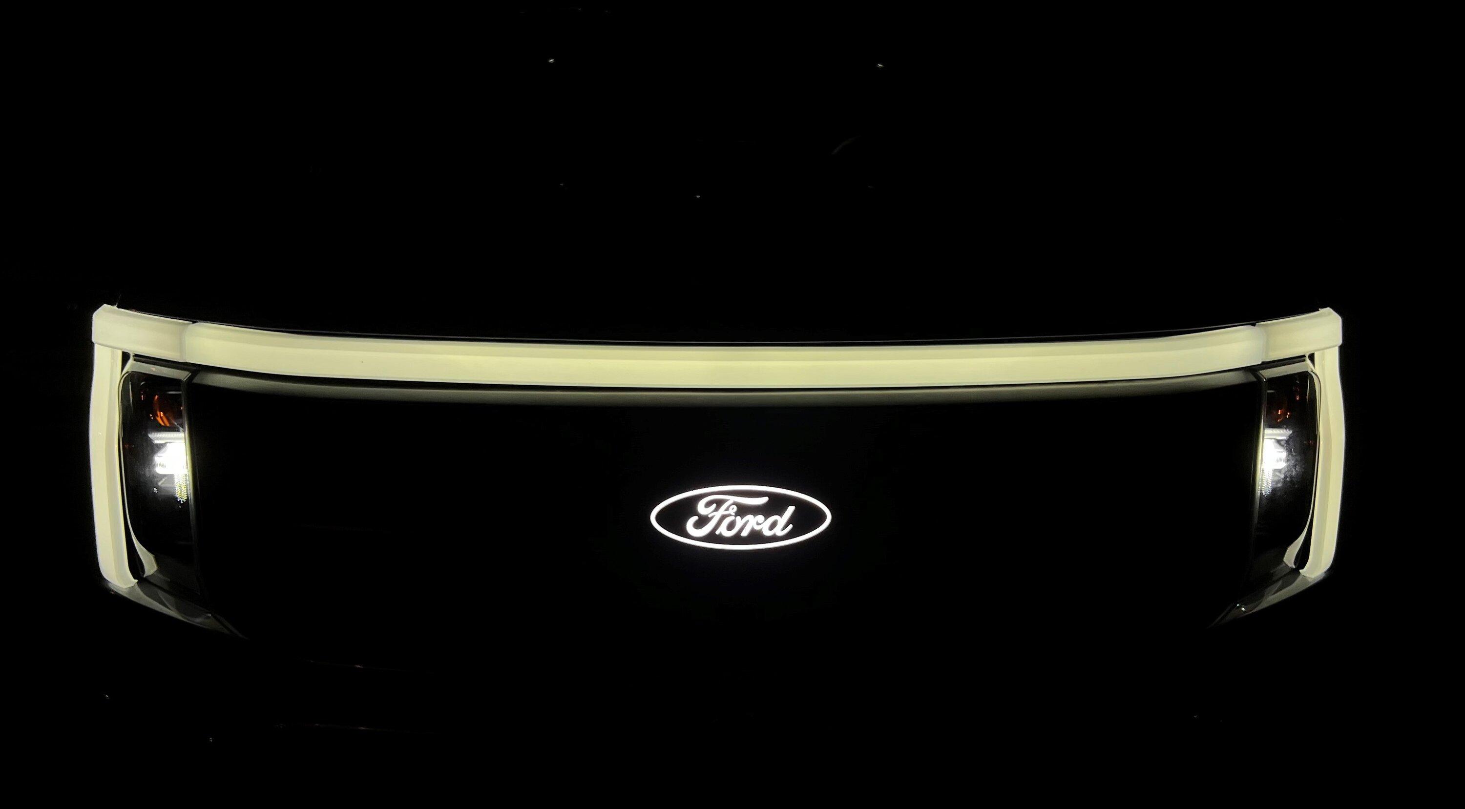 Ford F-150 Lightning Ford LED Grill Emblem Unboxing and Installed Look on F150 Lightning Logo