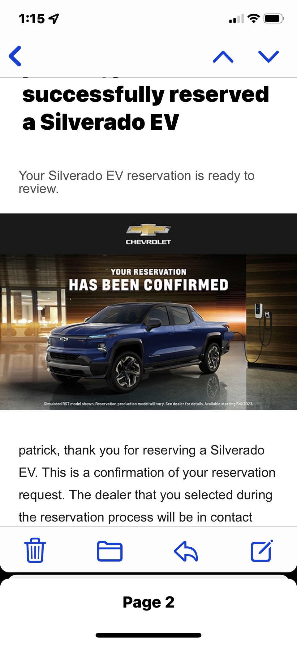Ford F-150 Lightning Wave 3 invites who don't order won't be cancelled; possible Pro / XLT ordering reopening patrick, you’ve successfully reserved a Silverado EV-2