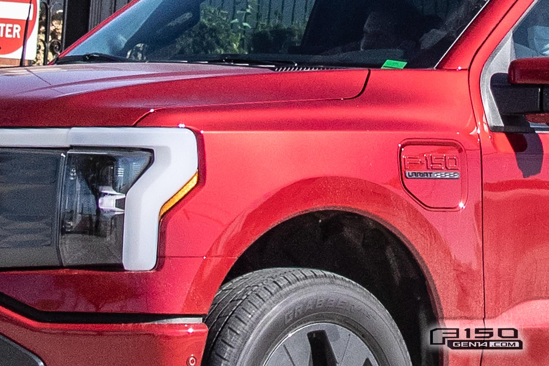 Ford F-150 Lightning F-150 Lightning Platinum (Iconic Silver) & Lariat (Rapid Red) Spotted On Public Roads Production Rapid Red 2022 F150 Lightning Lariat EV Pickup Truck 5