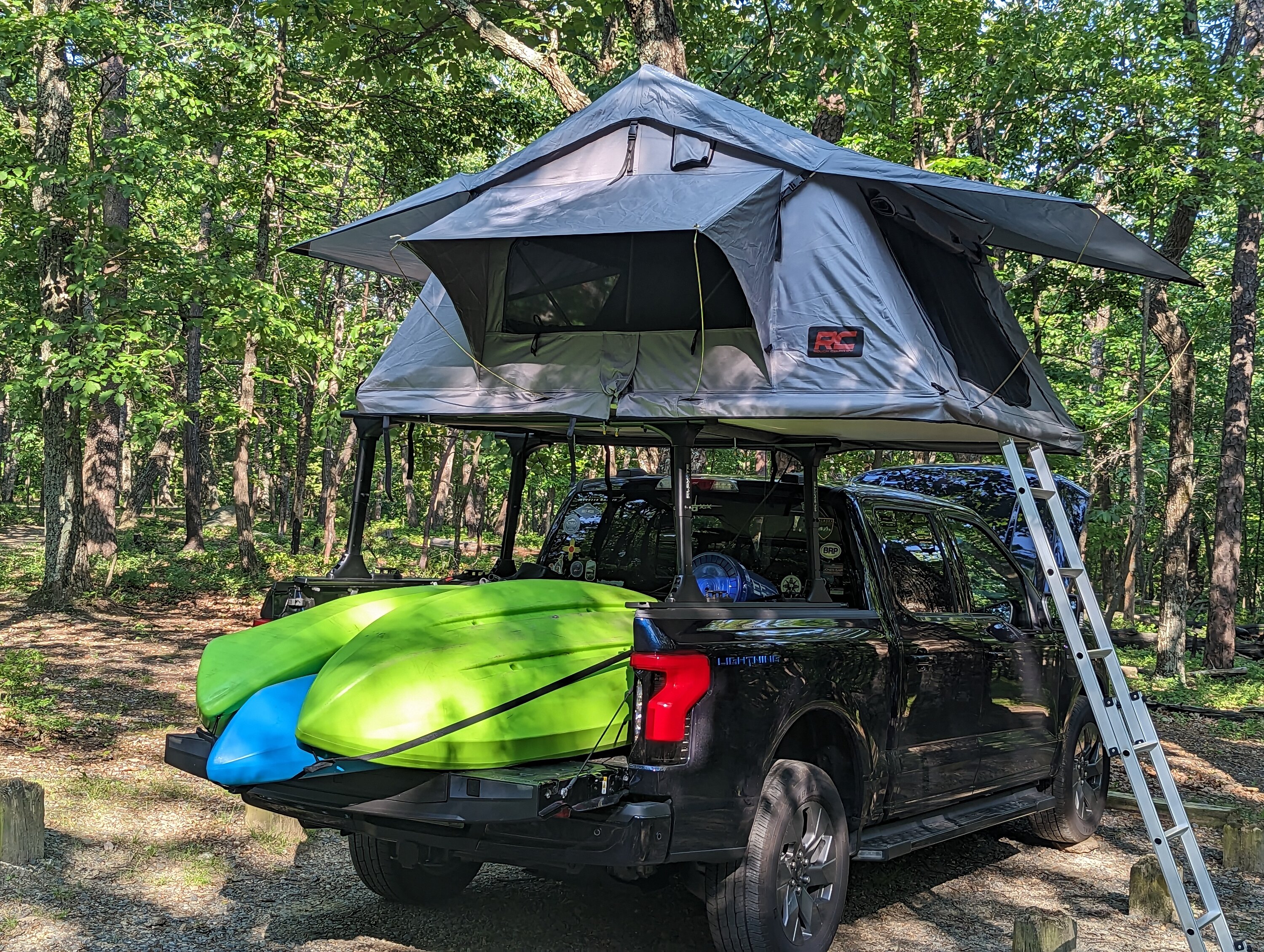 Ford F-150 Lightning 2000-mile road trip with my DIY Lightning Trail slide-in pop-up camper PXL_20230602_214950304