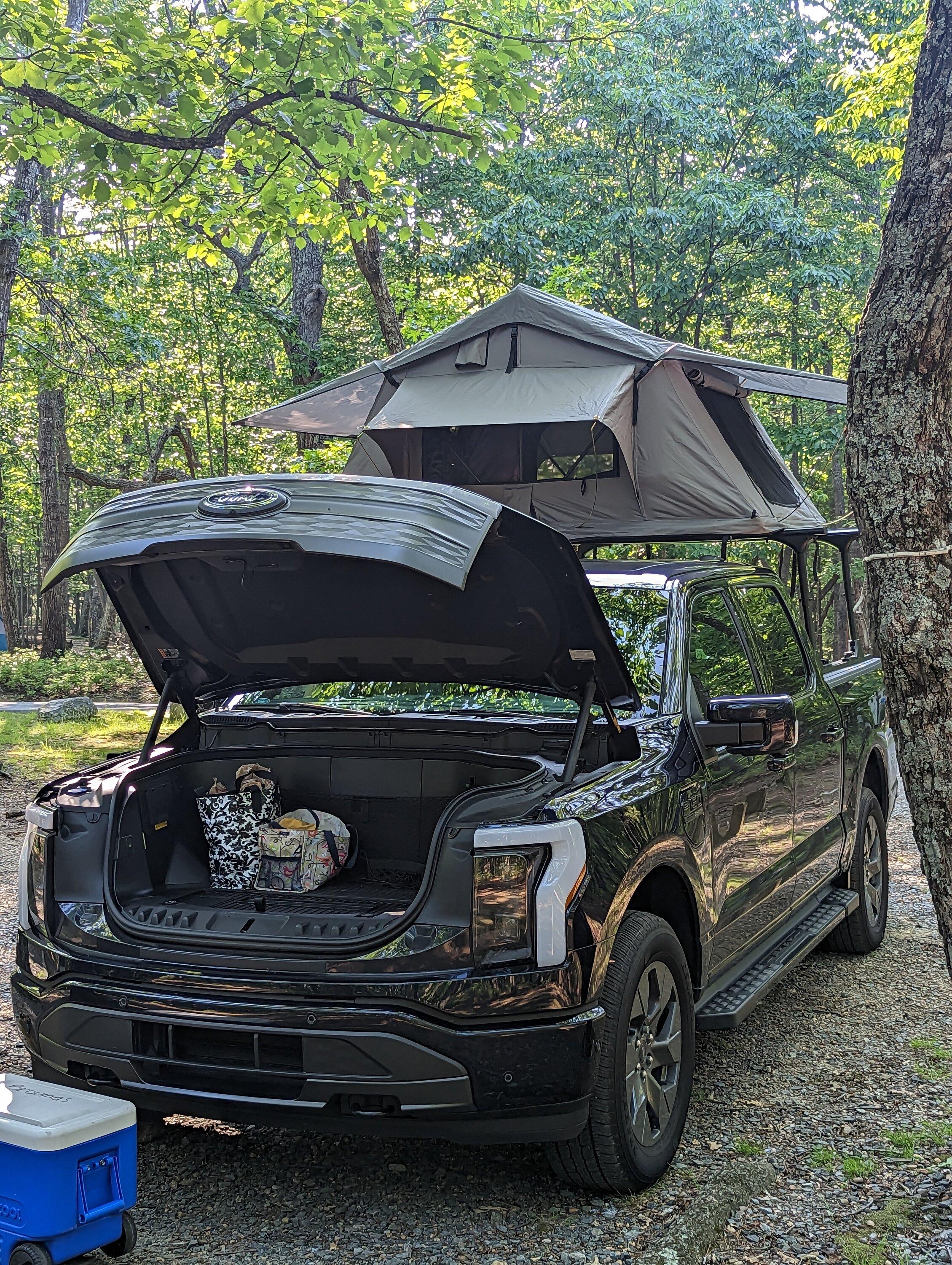 Ford F-150 Lightning Lightning Glamping: Slumberjack Roadhouse Tarp and GoFast Camper PXL_20230602_215043611