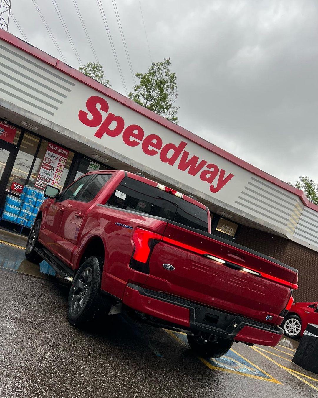 Ford F-150 Lightning RAPID RED F-150 Lightning Photos & Club Rapid Red 2022 Ford Lightning F150 in public