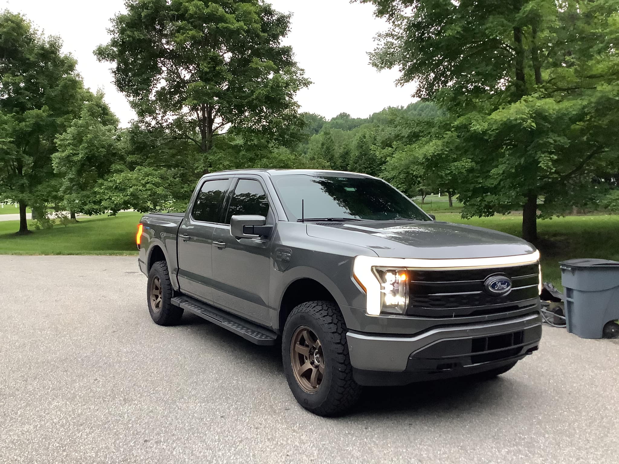 Ford F-150 Lightning Lightning Platinum on 18" Rays Wheels + 275/70 General Grabber ATX + Readylift 2" front leveling kit Readylift 2%22 front leveling kit F150 Lightning Platinum on 18%22 Rays Wheels + 275:70 Genera