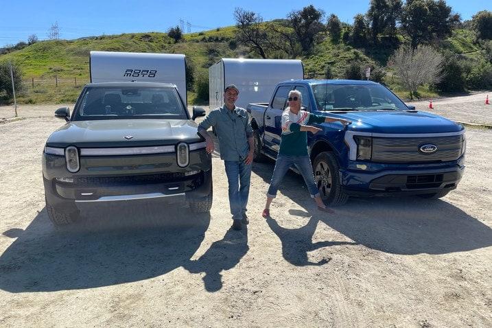 Ford F-150 Lightning Electric Towing Test: F-150 Lightning vs. Rivian R1T rivian_r1t_ford_f150_lightning_hosts_carnews_717
