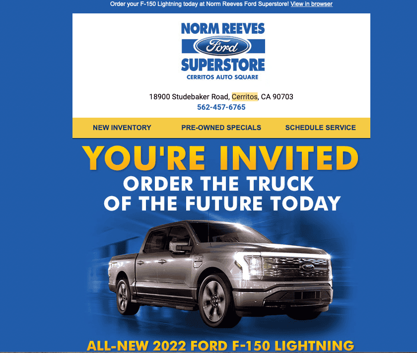 Ford F-150 Lightning Received an Invite From Competing Dealer to Order Lightning Today Screen Shot 2022-01-12 at 7.38.09 AM