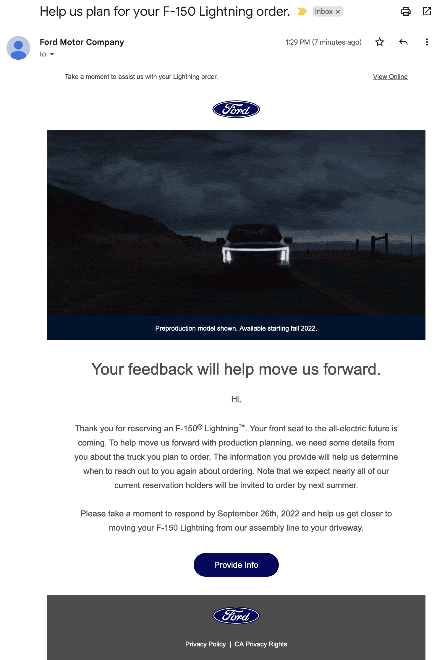 Ford F-150 Lightning Ford sends out Lightning survey email - Help us plan for your F-150 Lightning Order Screen Shot 2022-09-02 at 13.37.09