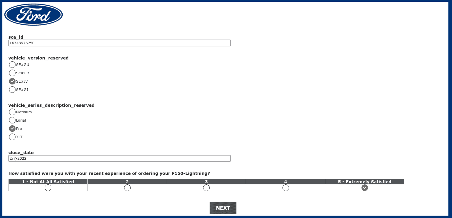 Ford F-150 Lightning Ford Lightning Ordering Experience Survey Screenshot 2022-01-24 1.13.05 PM