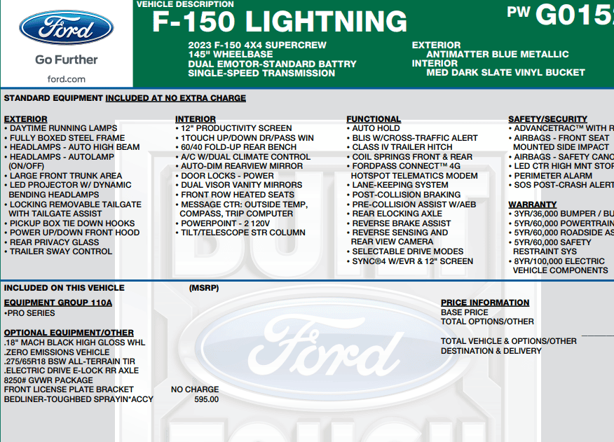 Ford F-150 Lightning 2023 Ford Lightning Pro For Sale $60K Screenshot 2023-01-14 9.01.21 PM