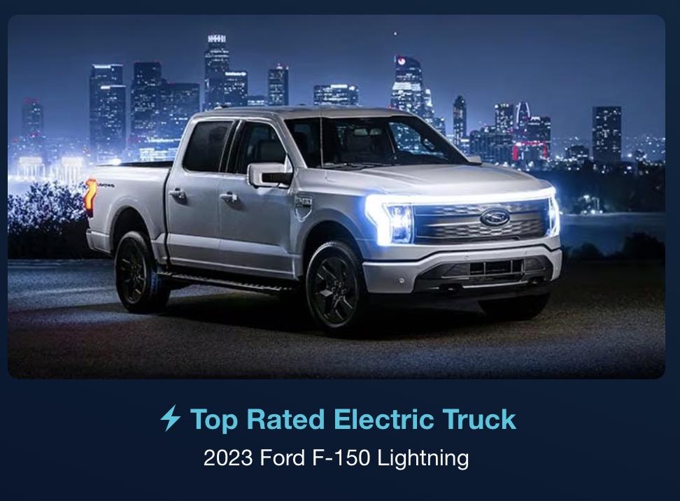 Ford F-150 Lightning 🥇 Ford F-150 Lightning is a Edmunds Top Rated Awards 2023 Winner Screenshot 2023-01-18 at 6.21.33 AM