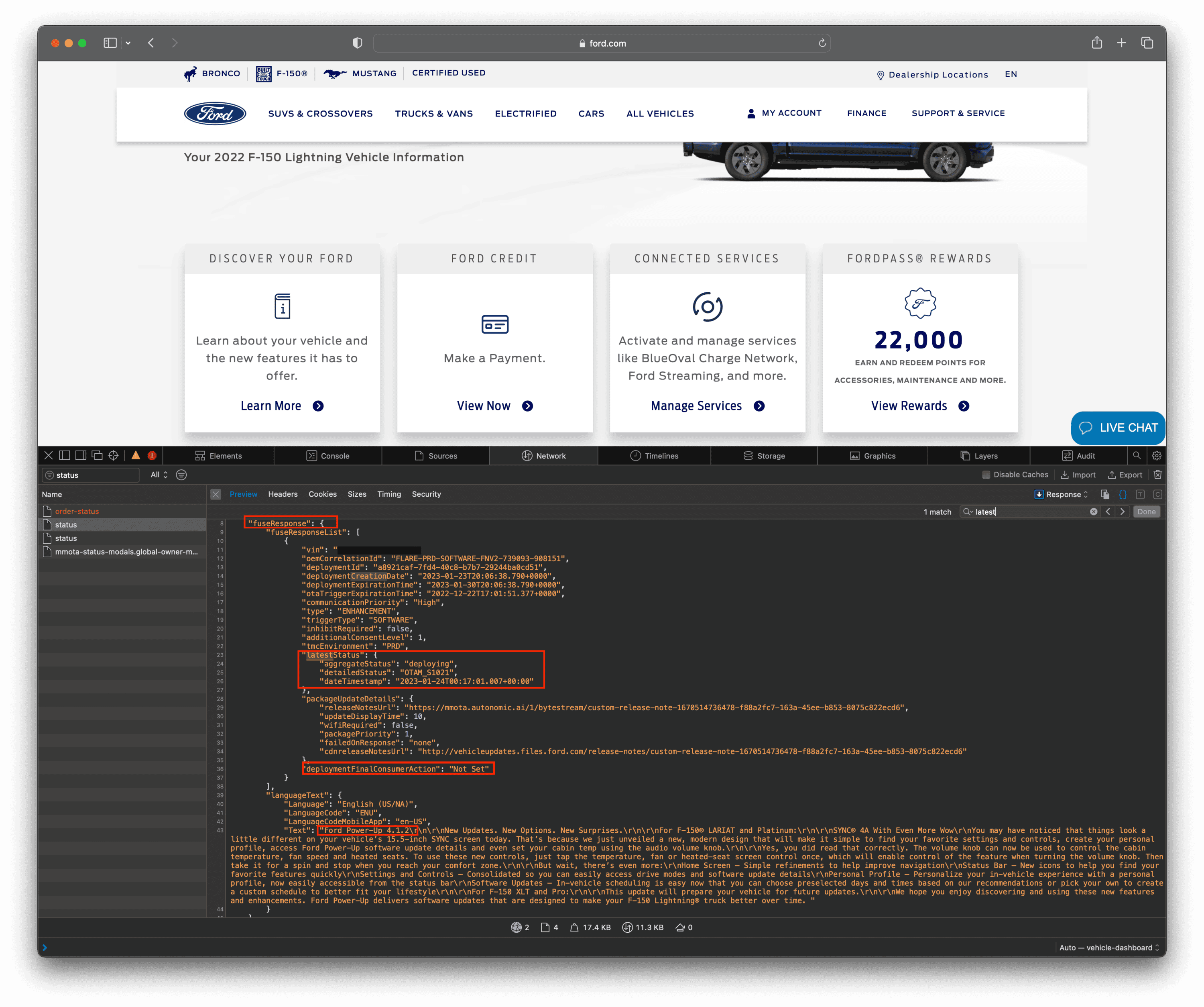 Ford F-150 Lightning PowerUp status -- how to check if an update has been pushed to your Lightning (via Ford.com) Screenshot 2023-01-31 at 9.03.56 PM