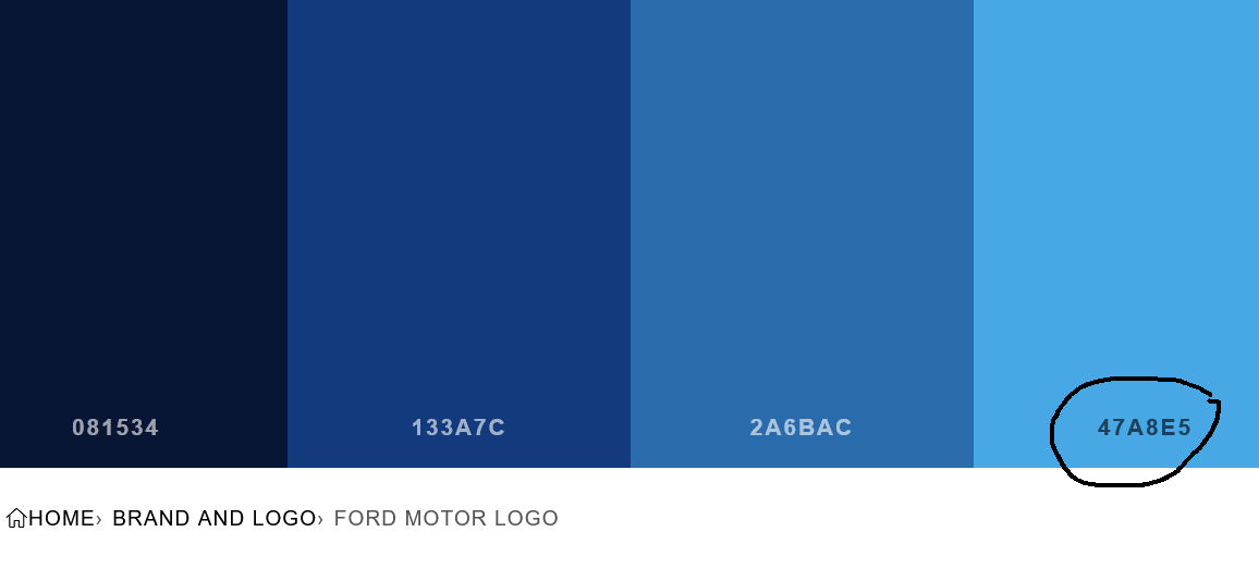 Ford F-150 Lightning Color Code for blue on lightning lettering? Screenshot 2023-02-04 at 18-11-17 Ford Motor Logo Color Scheme » Blue » SchemeColor.com