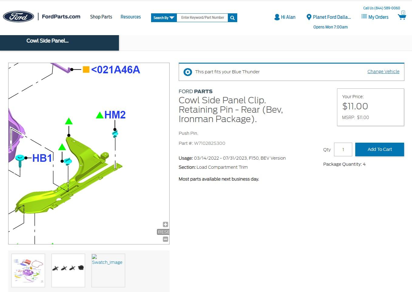 Ford F-150 Lightning Part# Help: Frunk Inner Cover "Twist Clips" Screenshot 2023-09-24 085118