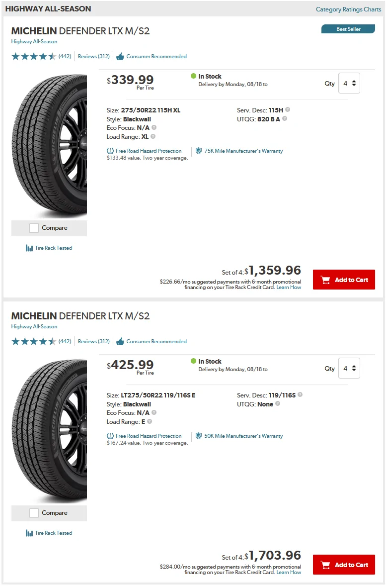 Ford F-150 Lightning 2022 Platinum 22" replacement tires needed - which one would you choose? Screenshot 2025-08-15 082846