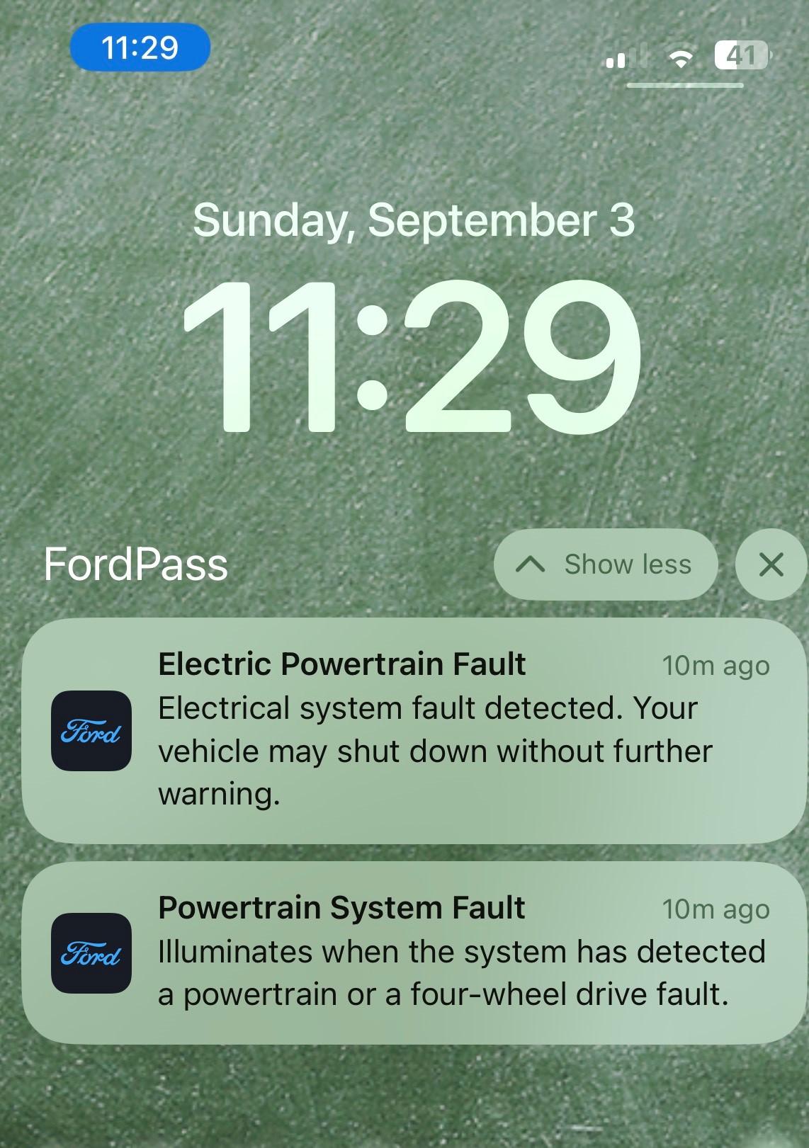 Ford F-150 Lightning Powertrain Malfunction/ Reduced Power Screenshot.FordPass_warning_msgs