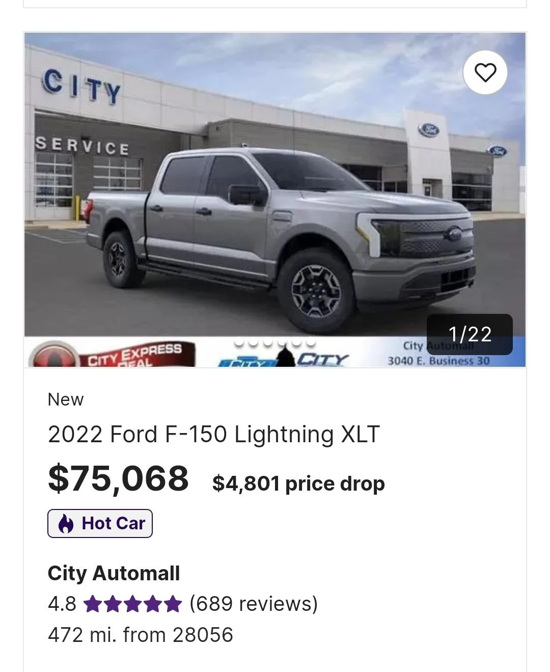 69k ADM markup on Lightning at Gary Smith Ford in Ft. Walton Beach