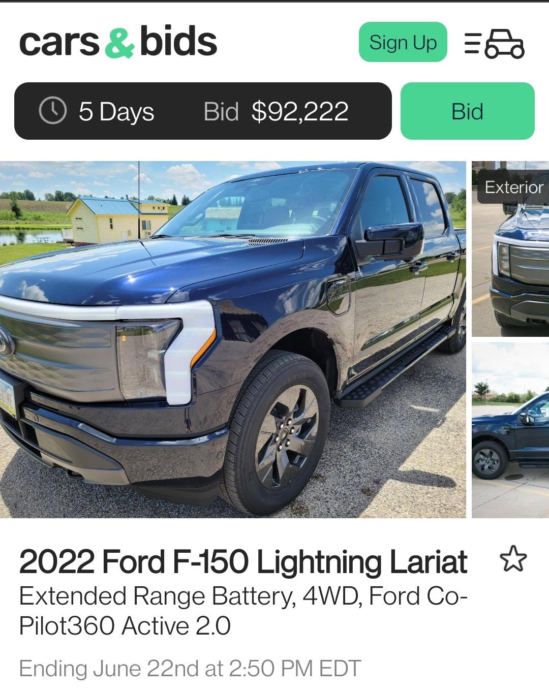 Ford F-150 Lightning Lightning for resale on Cars&Bids Screenshot_20220617-100621