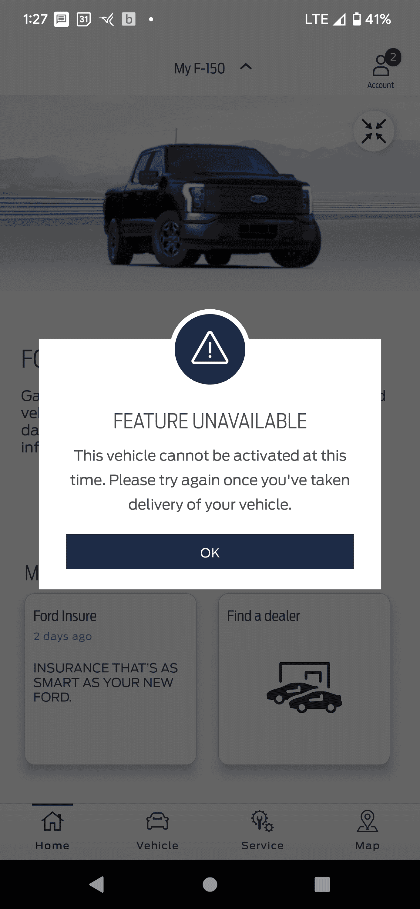 Ford F-150 Lightning Unable to activate FordPass, "Feature Unavailable" Screenshot_20220717-132729