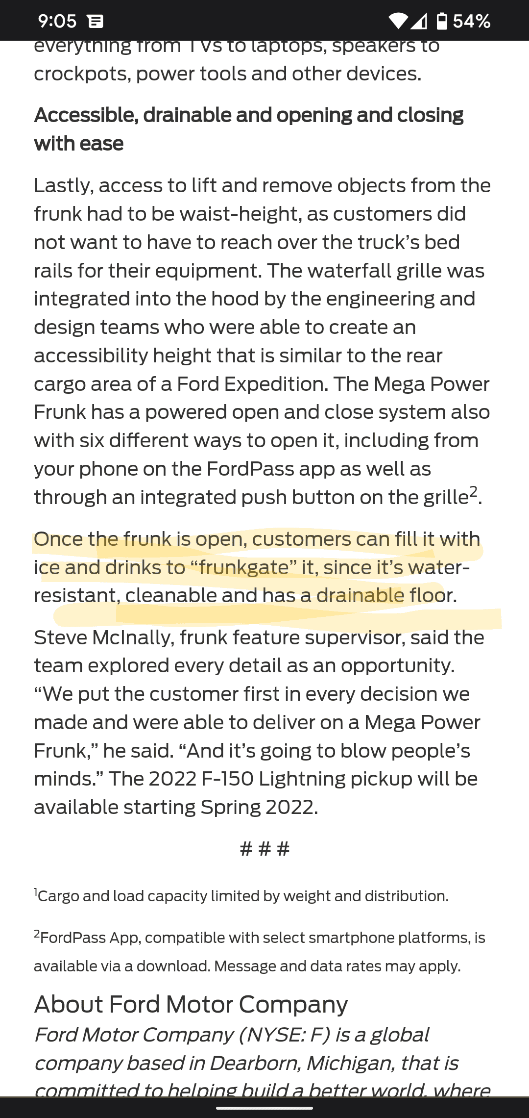 Ford F-150 Lightning (WTF) No Drain Plug in Mega Power Frunk!? Screenshot_20220813-210545