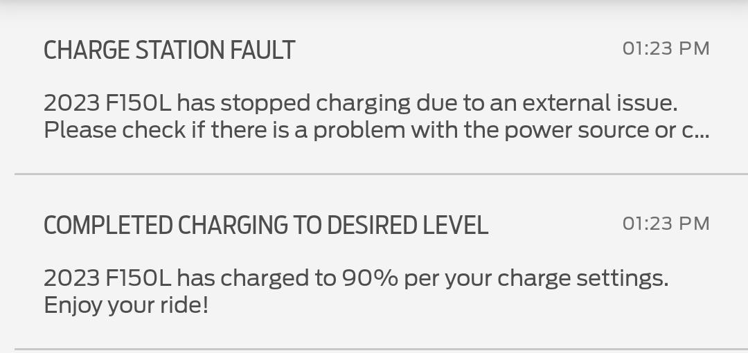 Ford F-150 Lightning Charge station fault (not really?) upon completing charging Screenshot_20221218_133515