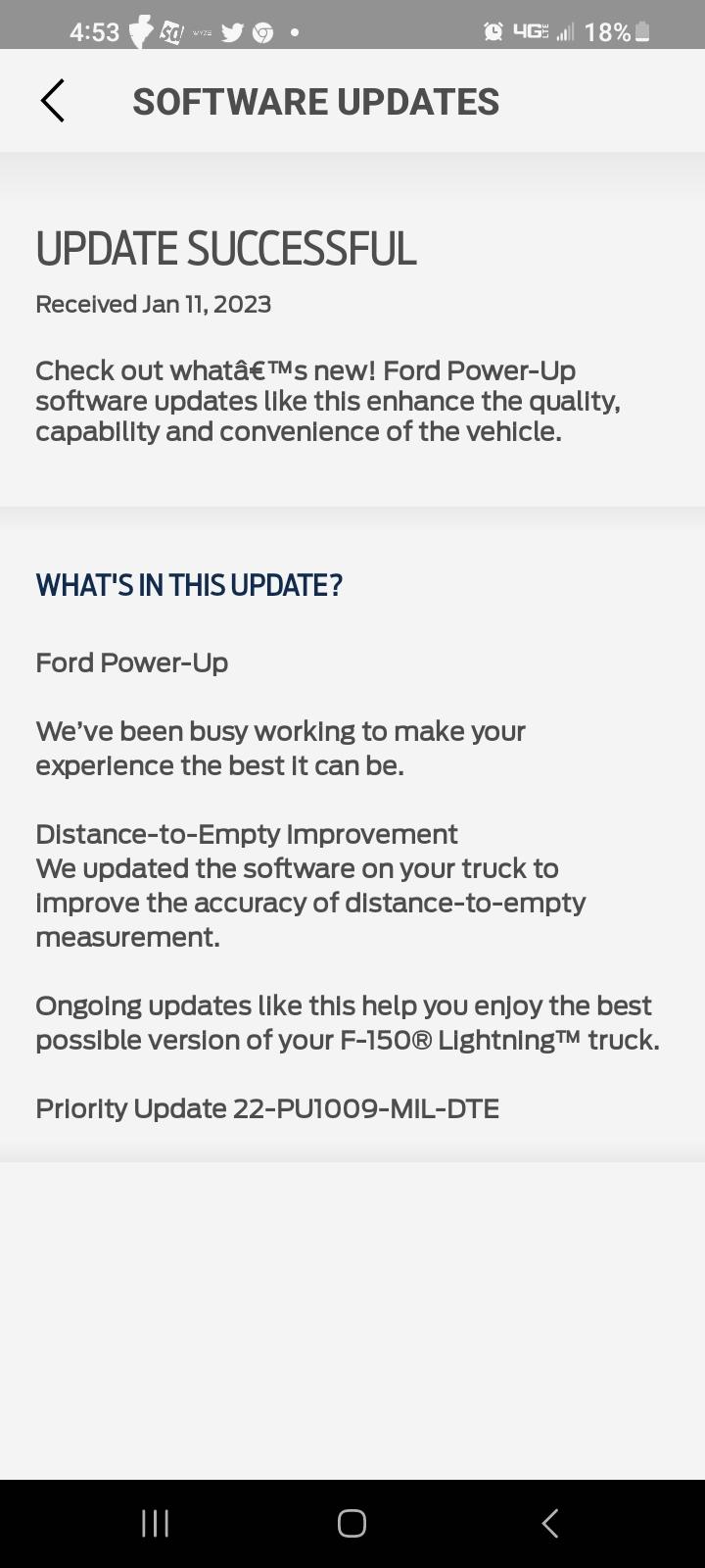 Ford F-150 Lightning Priority Update: 22-PU-1009-MIL-DTE Calculation Screenshot_20230110_165301_FordPass