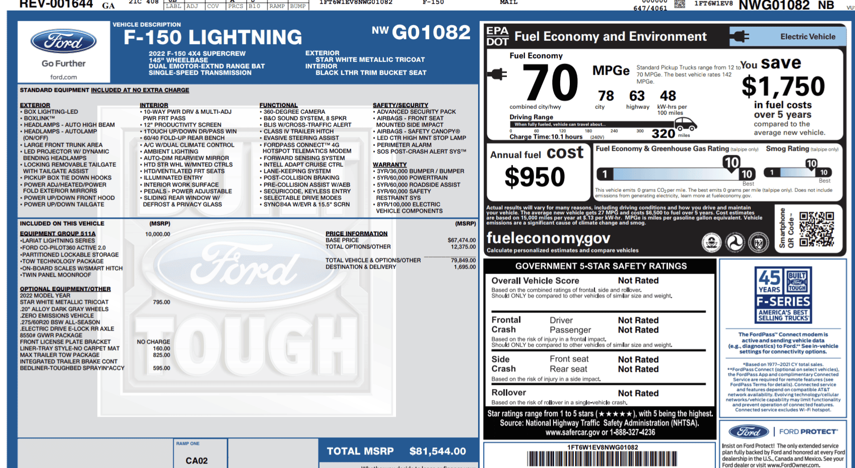 Ford F-150 Lightning NEW 22 F150 Lightning - Lariat 4-SALE! Screenshot_20230112-130249