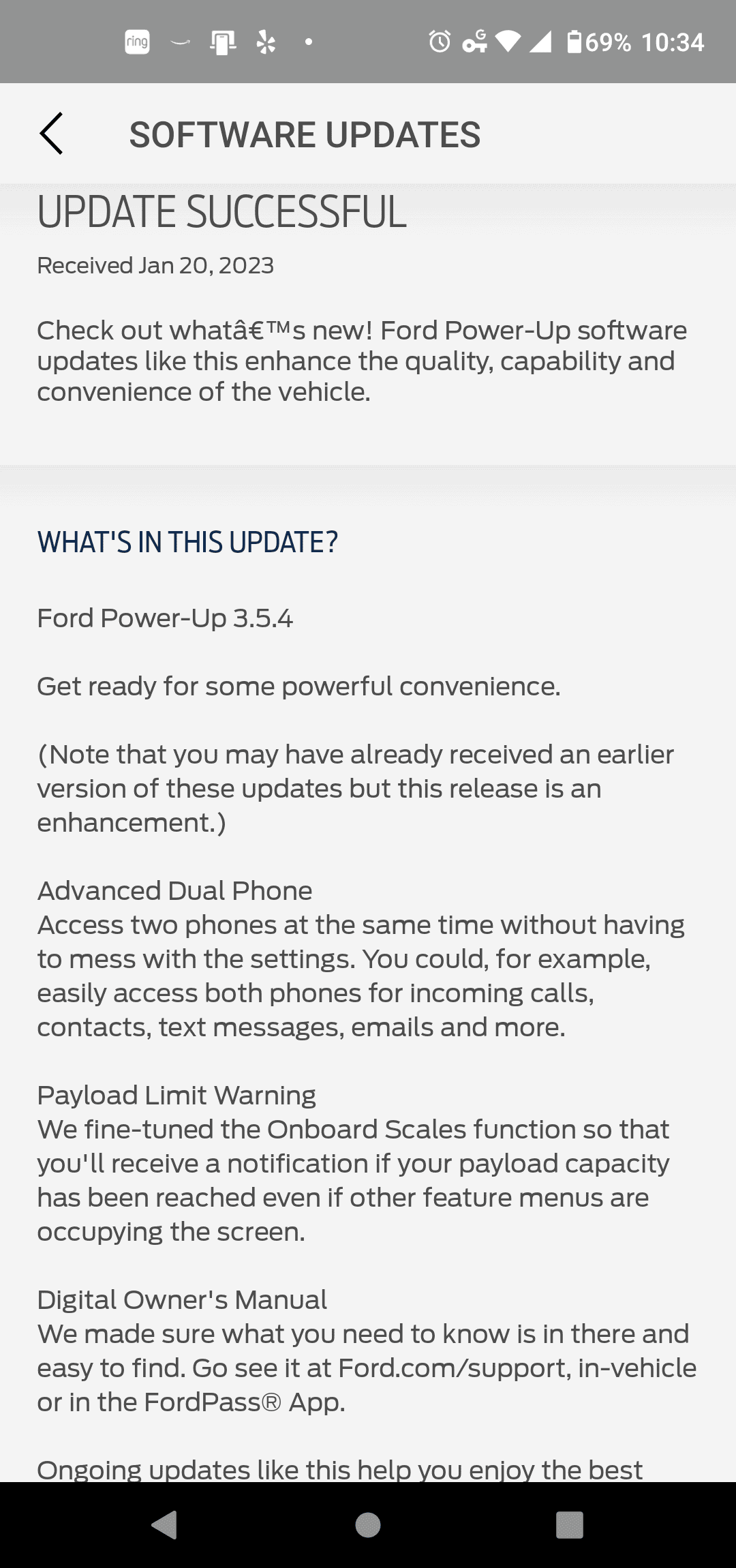 Ford F-150 Lightning Ford Power-Up 4.1.2 UI Update Screenshot_20230120-223420