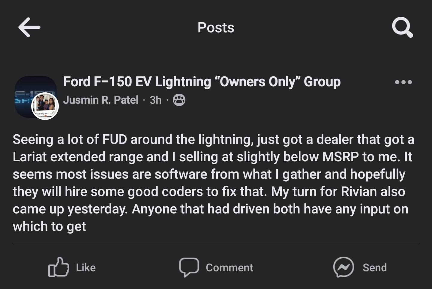 Ford F-150 Lightning Stranded! *temporarily (DC Fast Charging Issue?) Screenshot_20230315_181308_Facebook