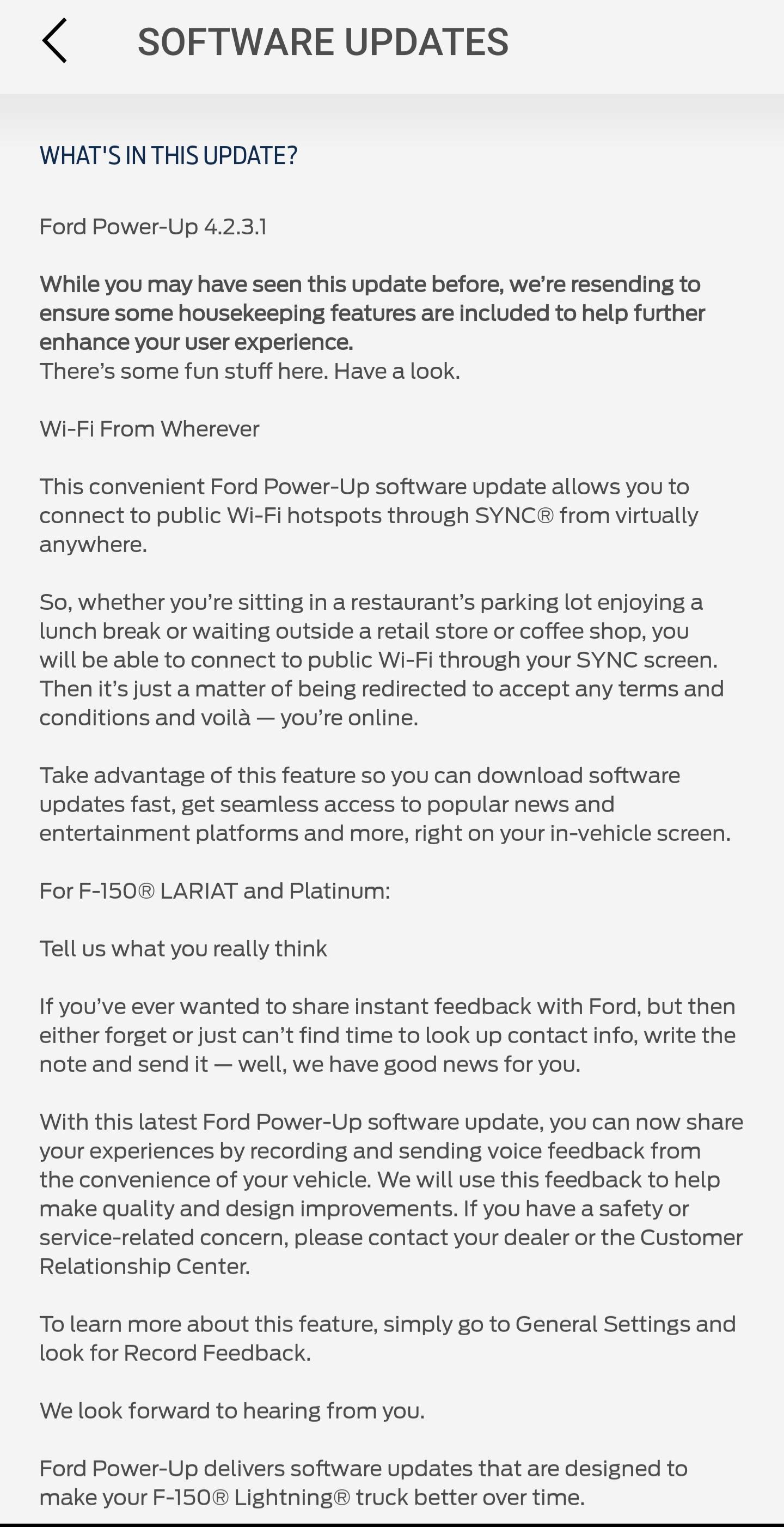 Ford F-150 Lightning Ford Power-Up 4.2.3.1 WiFi catch-up Screenshot_20230531_193741_FordPass