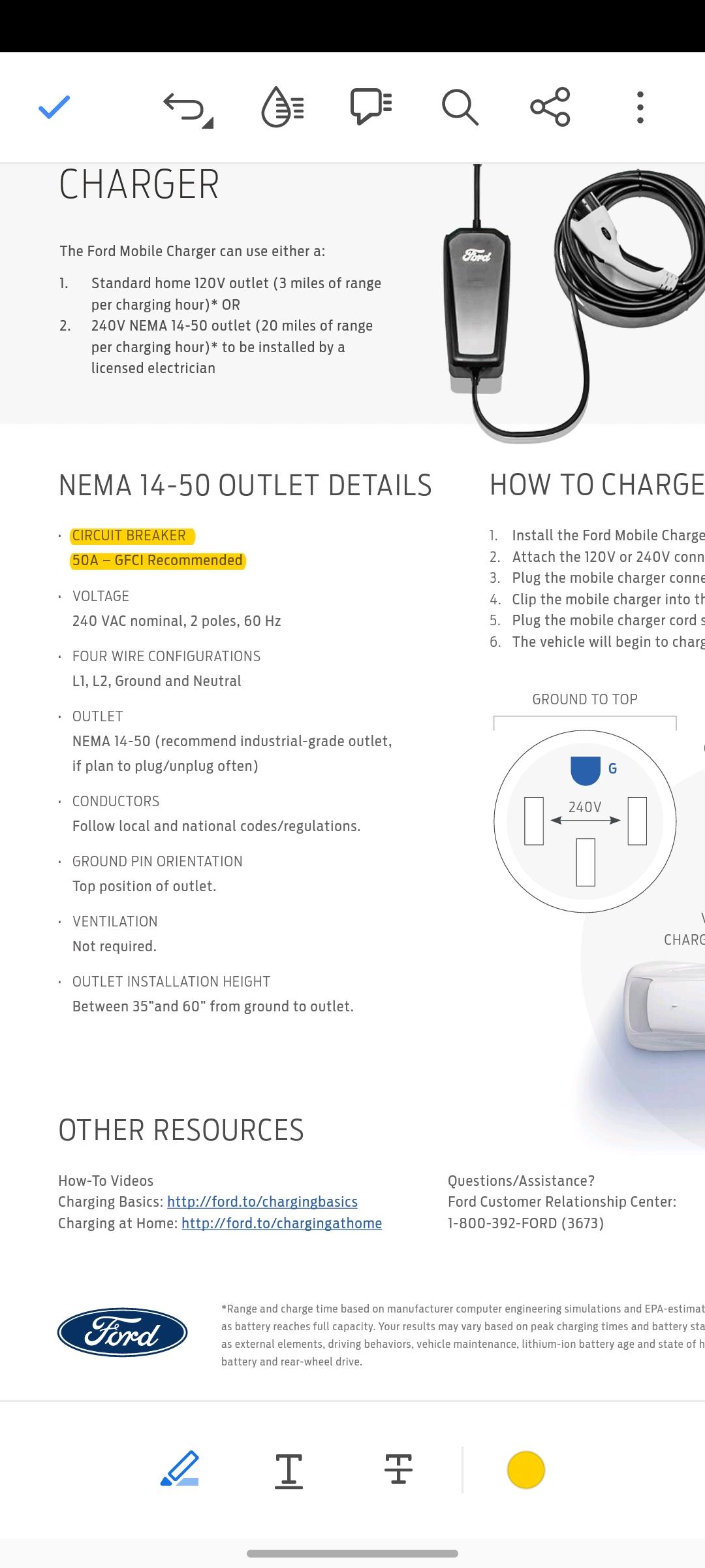 Ford F-150 Lightning Charging with 14-50 outlet in California - Issues Screenshot_20230704_095236_Acrobat for Samsun