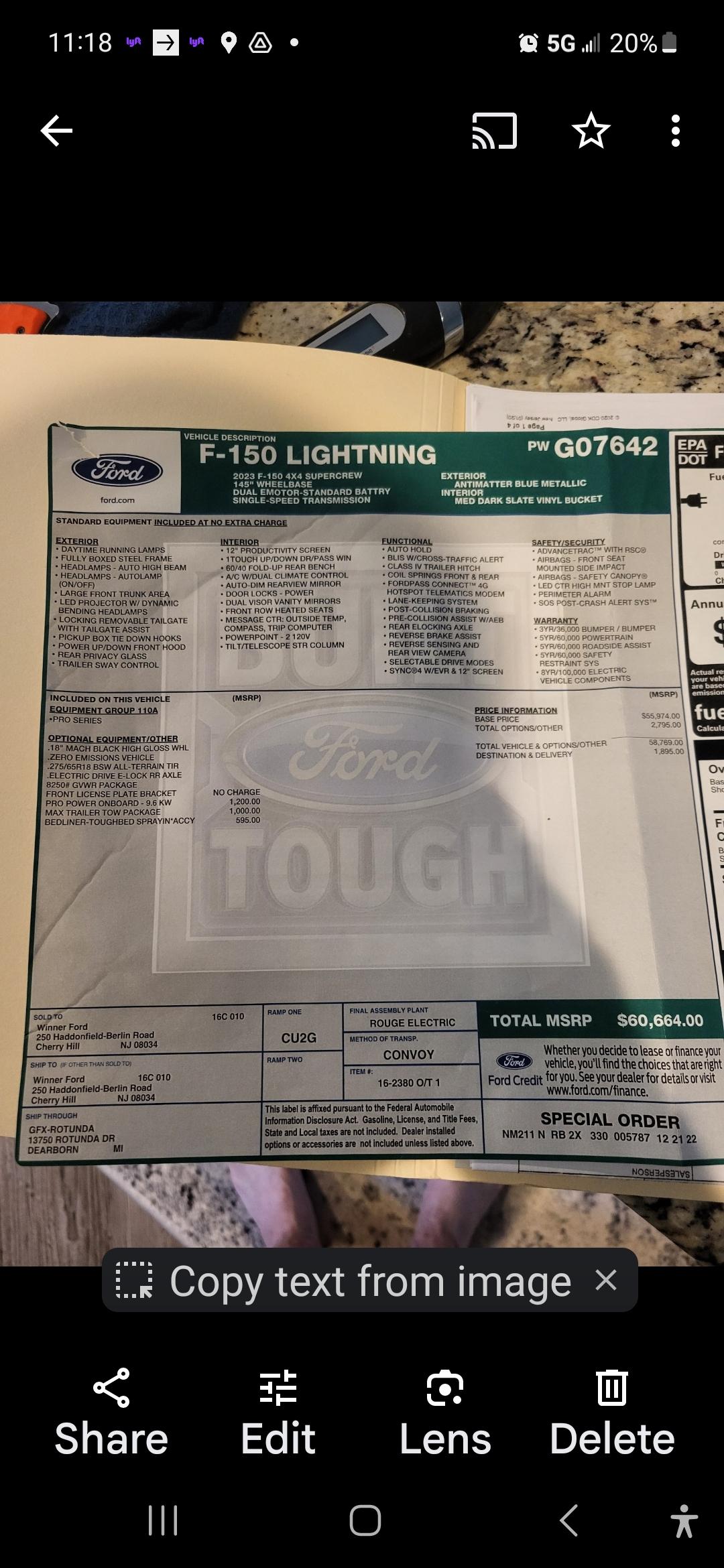 Ford F-150 Lightning 2023 PRO Lightning Antimatter Blue for sale Screenshot_20230818_111847_Photos