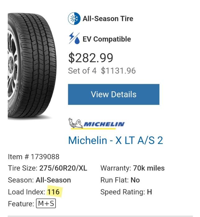 Ford F-150 Lightning Almost time for new tires, what are you planning on getting after the stock tires wear out? Screenshot_20231023_143955_Costco