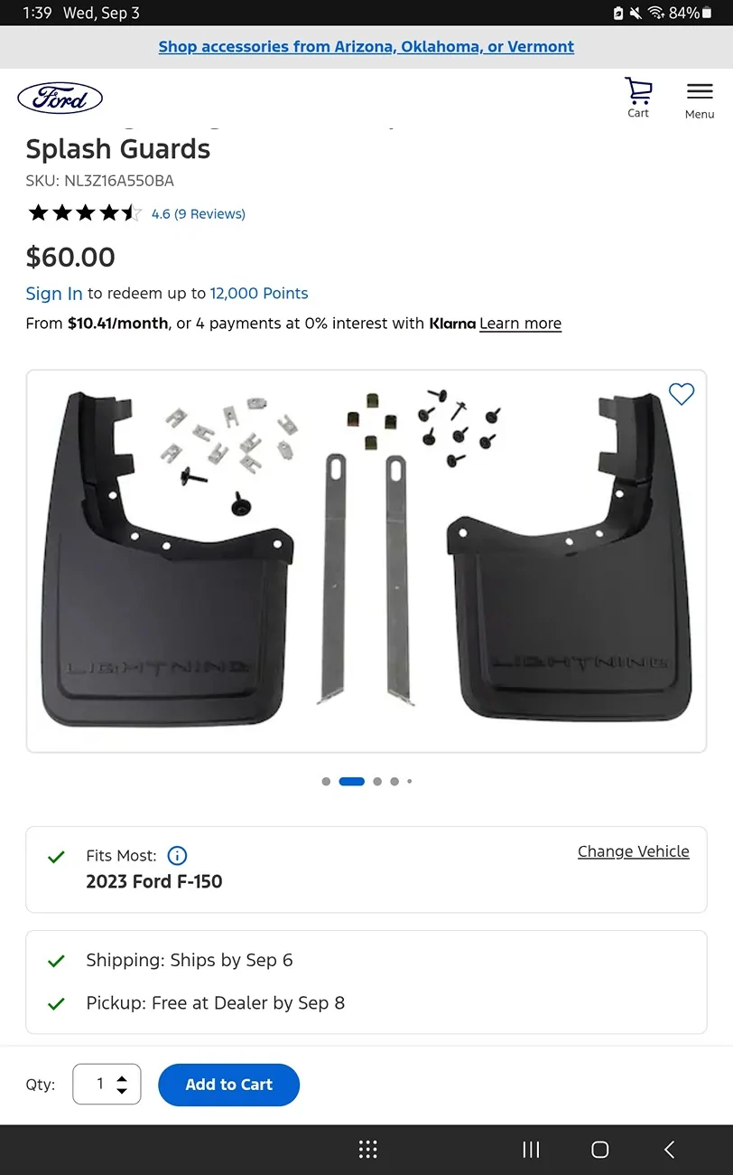 Ford F-150 Lightning Lightning specific splash guards? Screenshot_20250903_133915_Edge
