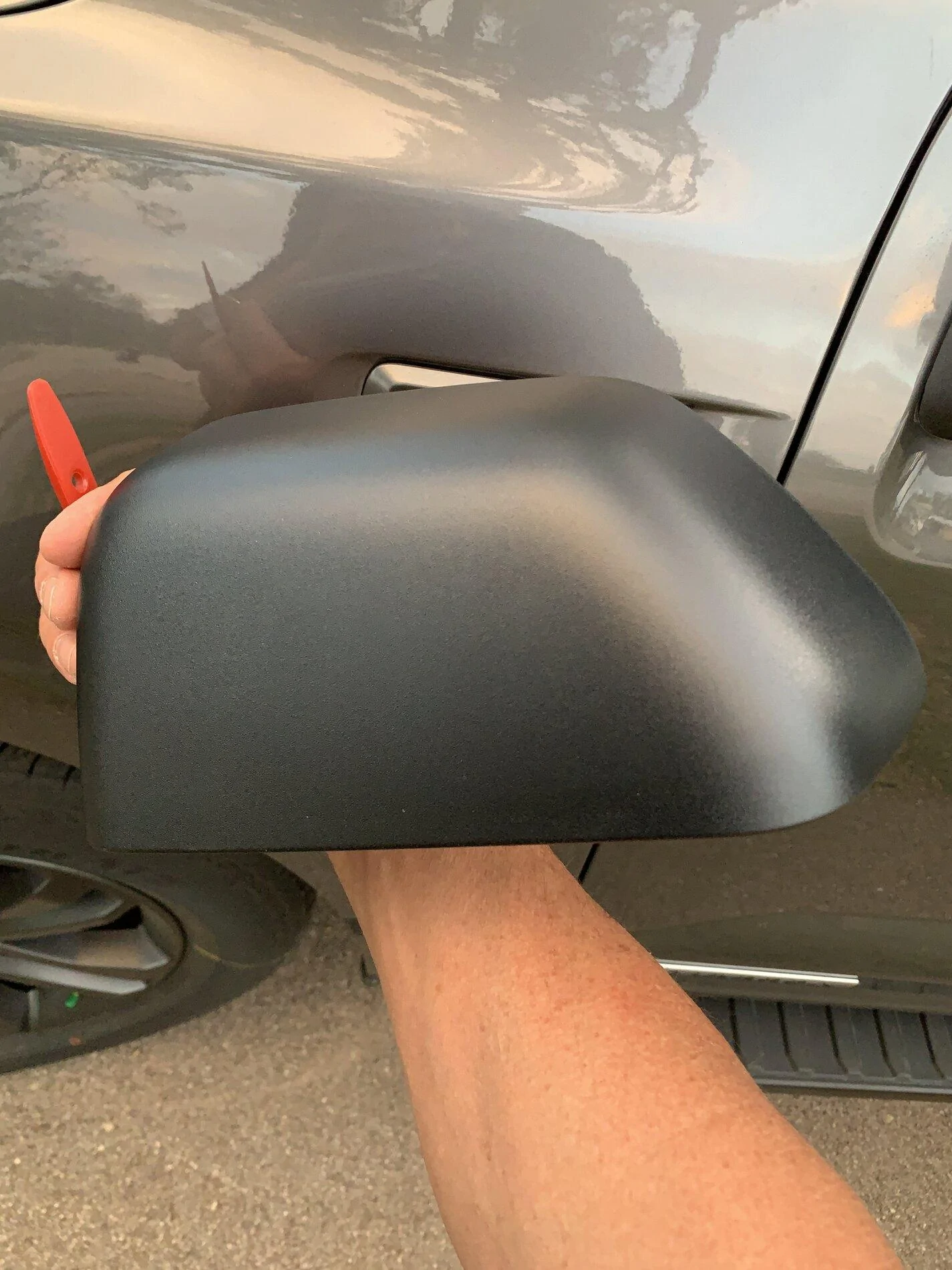 Ford F-150 Lightning Chrome skull caps replacing with black textured, it's a no go skull black.JPG