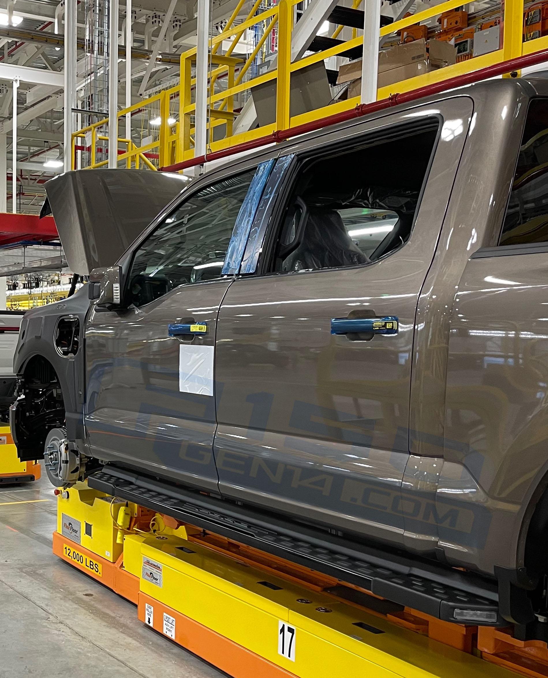 Ford F-150 Lightning Inside Rouge Factory: Atlas Blue, Stone Gray, Oxford White F-150 Lightning + bonus Iced Blue Silver pics stone gray f150 lightnin