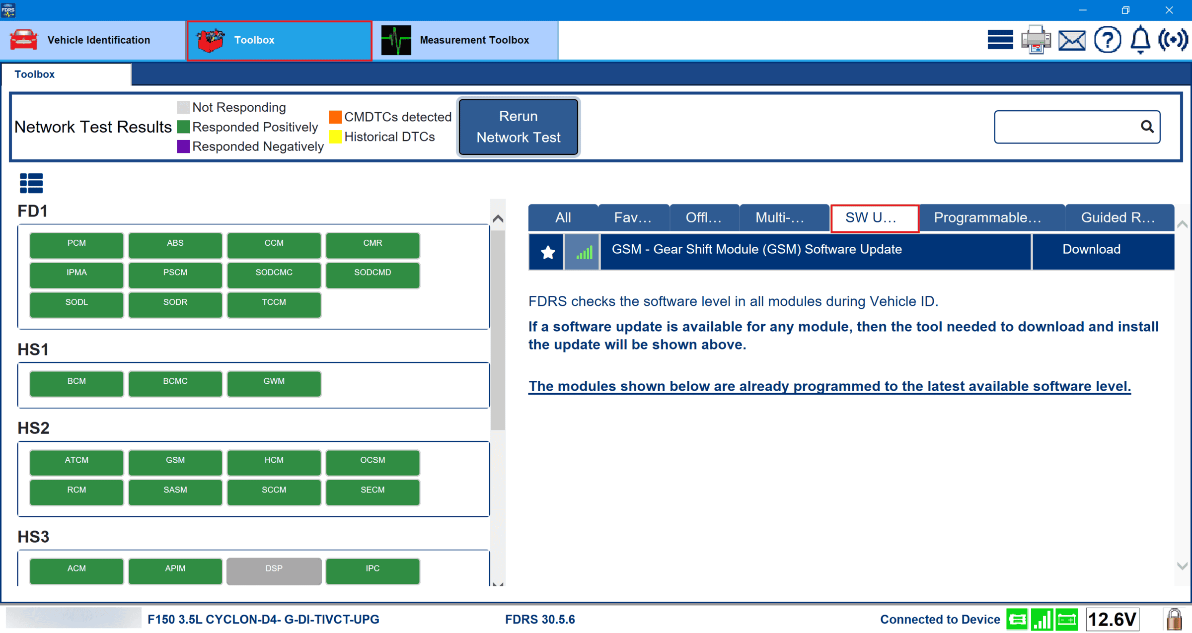 Ford F-150 Lightning ECU module programming guide using FDRS SWUPDATE