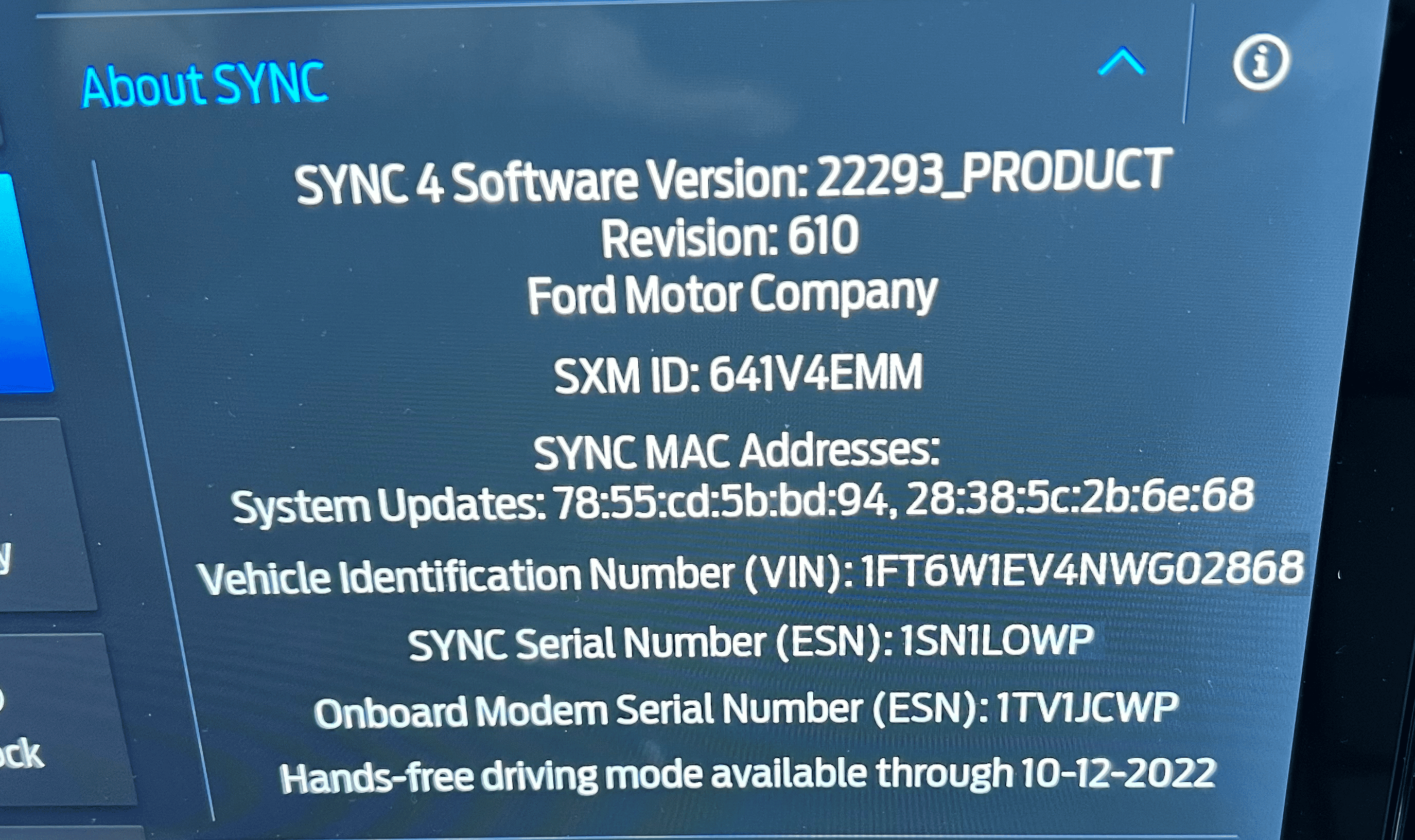 Ford F-150 Lightning Sync version 610 - anybody know what was updated? Sync_610