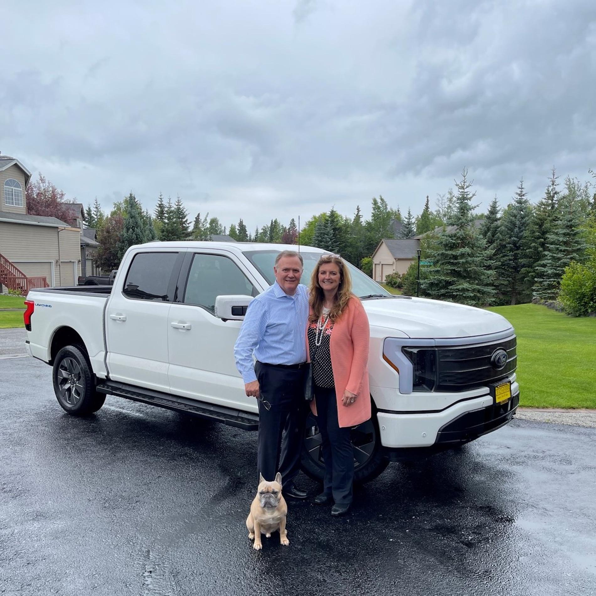 Ford F-150 Lightning Lightning Strikes Across America: Customer Deliveries Now Stretch Across All 50 States Tammy and Jeff in front of truck