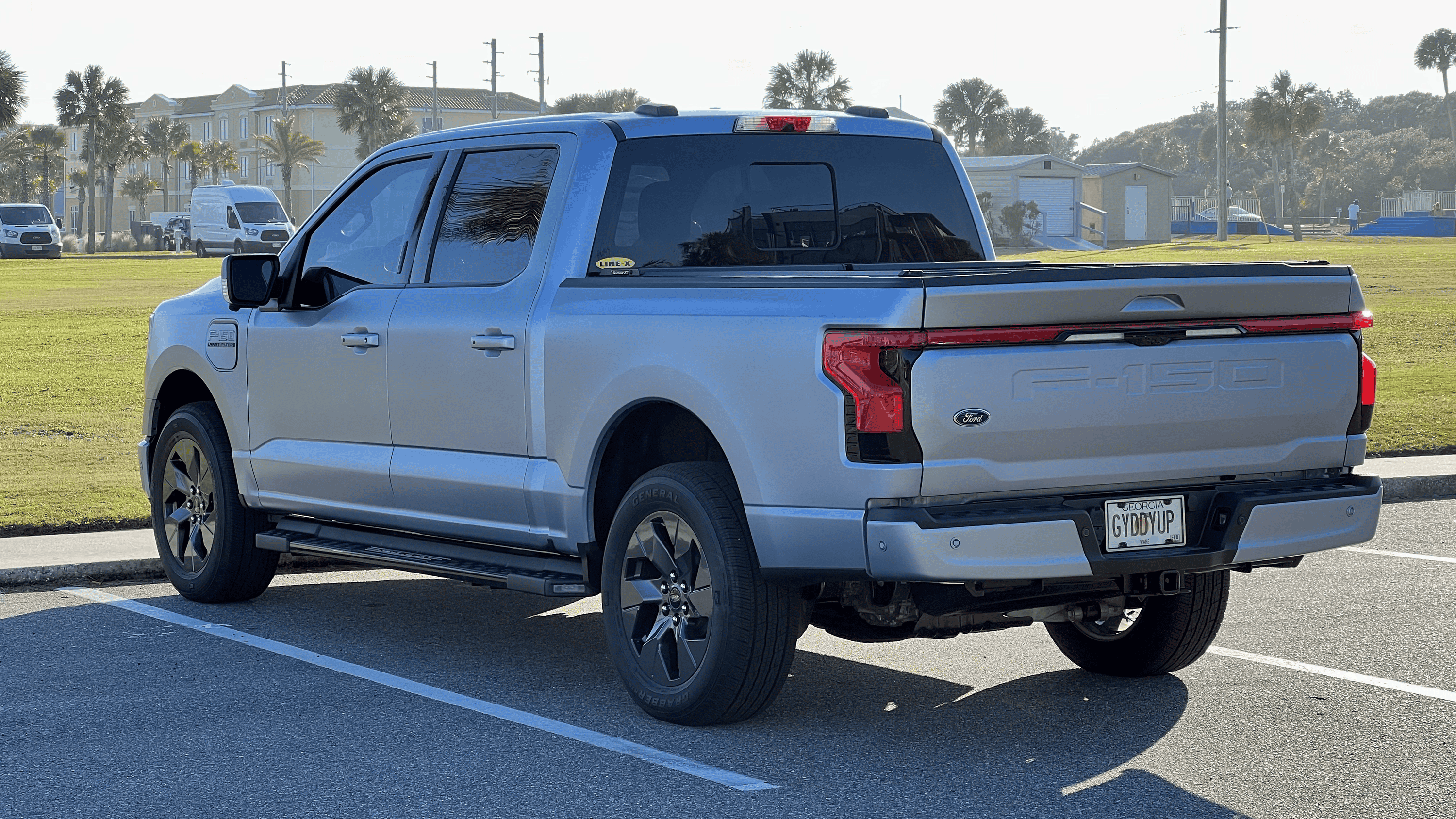 Ford F-150 Lightning Iced Blue Silver Lightning Build. Mods: PPF matte finish, Line-X, gloss black painted grille, black wrapped roof, wheels tempImage0alNkk