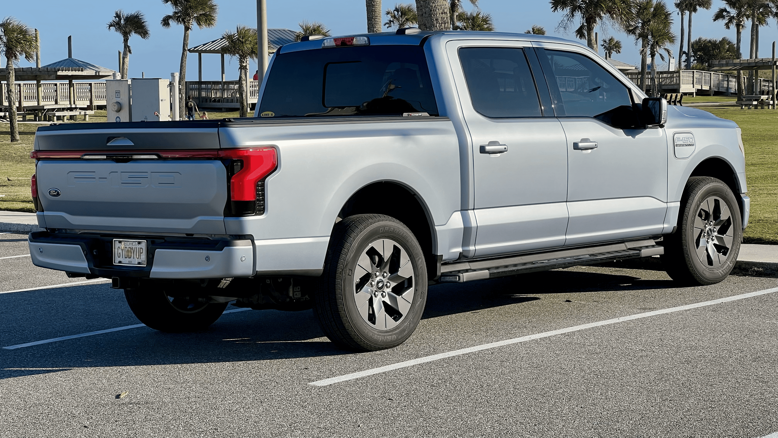 Ford F-150 Lightning Iced Blue Silver Lightning Build. Mods: PPF matte finish, Line-X, gloss black painted grille, black wrapped roof, wheels tempImageFICEQ