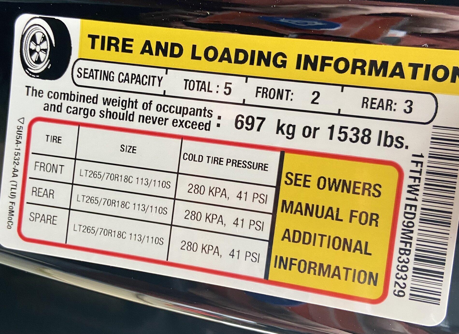 Ford F-150 Lightning Thoughts about towing with my truck - 2021 F150 Tire and loading F150 2020