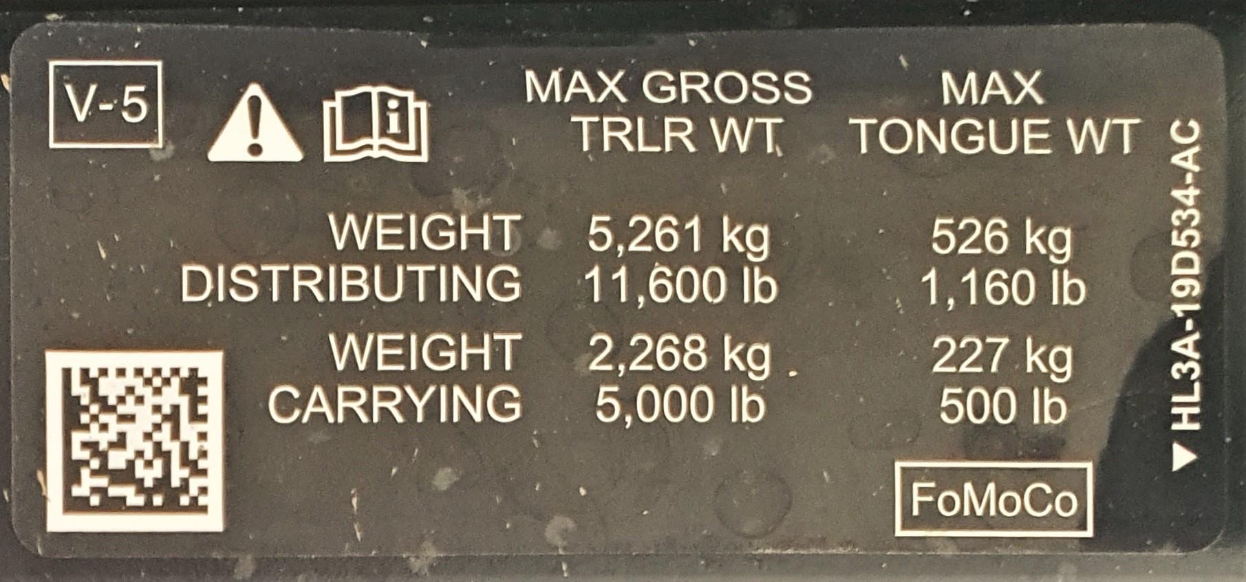 Ford F-150 Lightning How do I determine my truck's Curb Weight? Trailer Hitch