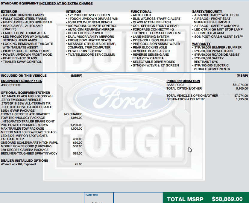 Ford F-150 Lightning ✅ 12/05 Lightning Build Week Group (MY2023) Window Sticker