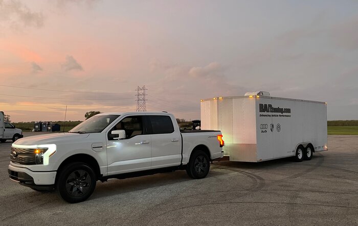 First tow with the Lightning -- race car, wheels & tires from the track