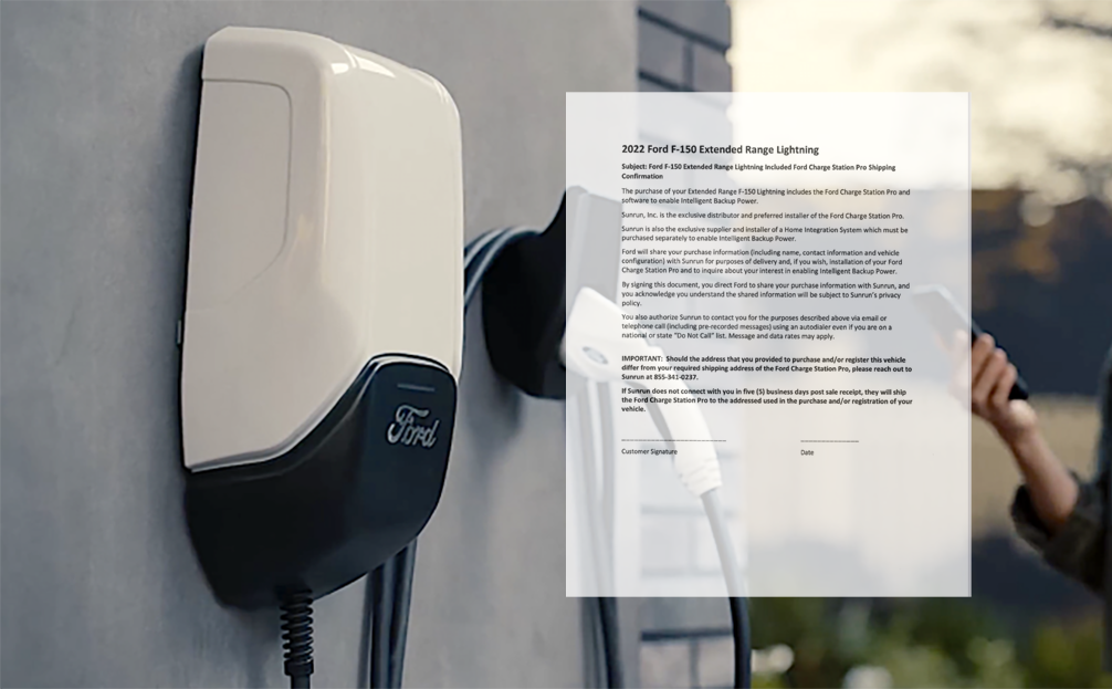 Signature Required Ford Charge Station Pro Distribution Agreement