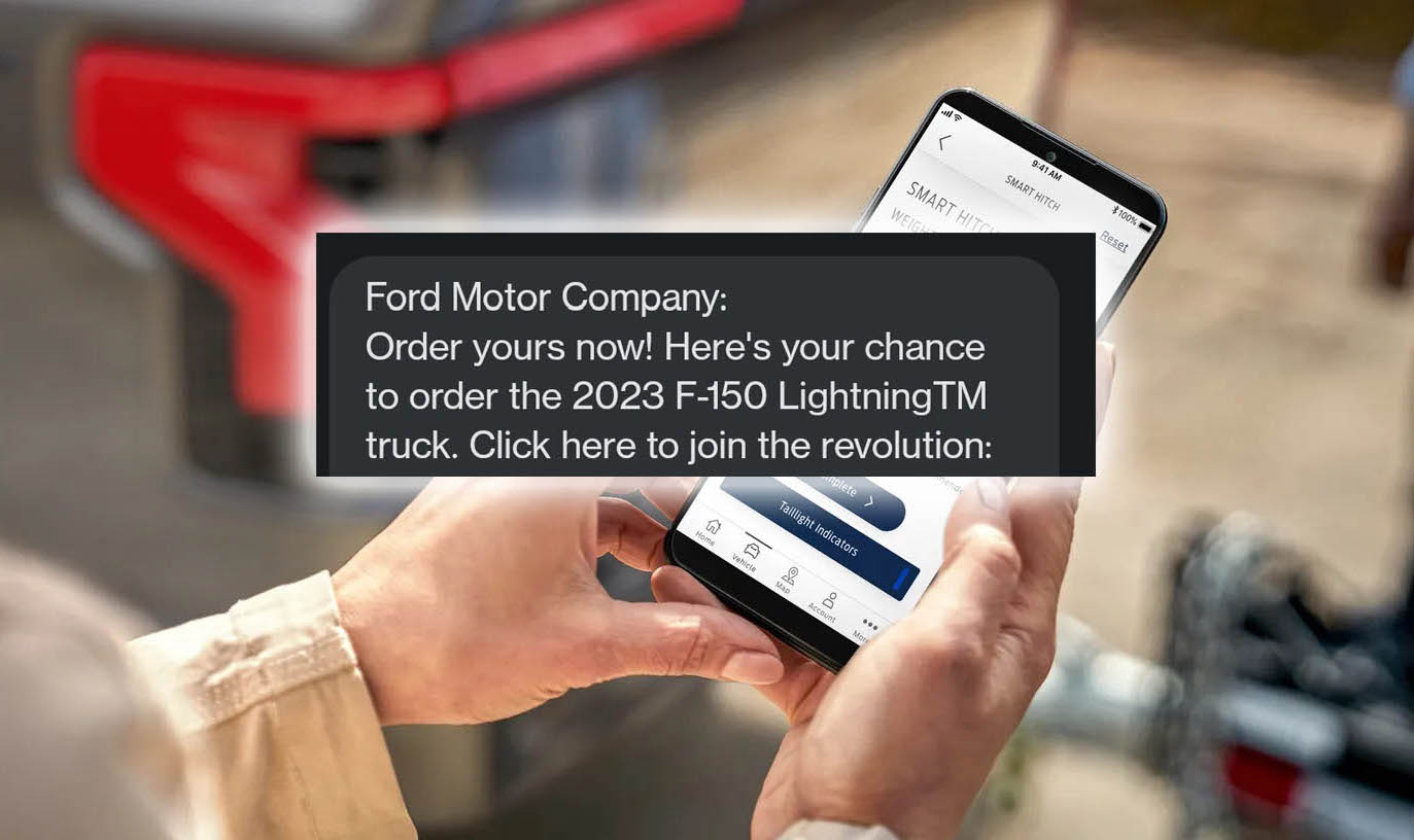 "Order your 2023 F150 Lightning now!" text message from Ford Ford Lightning Forum For F150