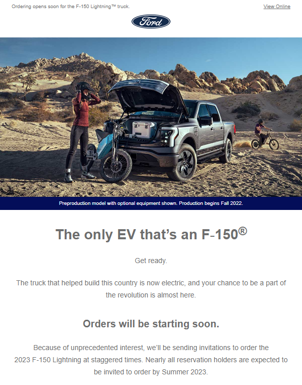 [Oct 10] Email just received from Ford "What's next for your F150