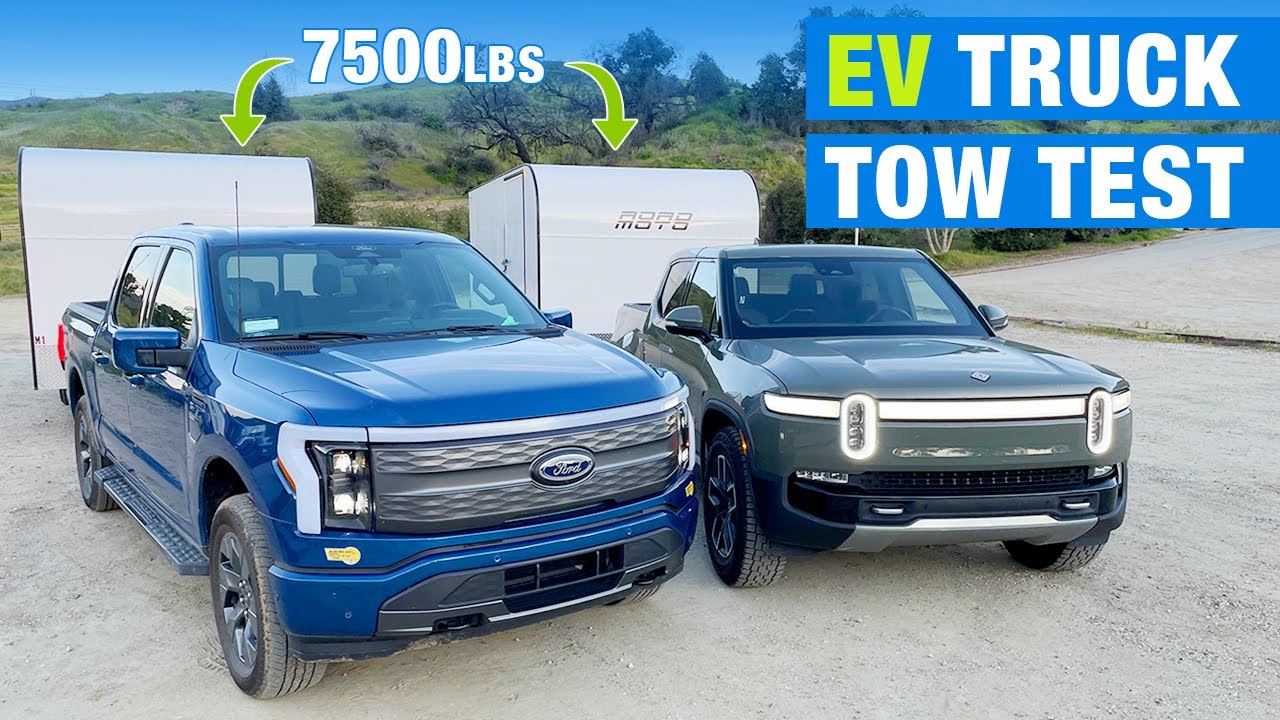 Electric Towing Test F150 Lightning vs. Rivian R1T Ford Lightning